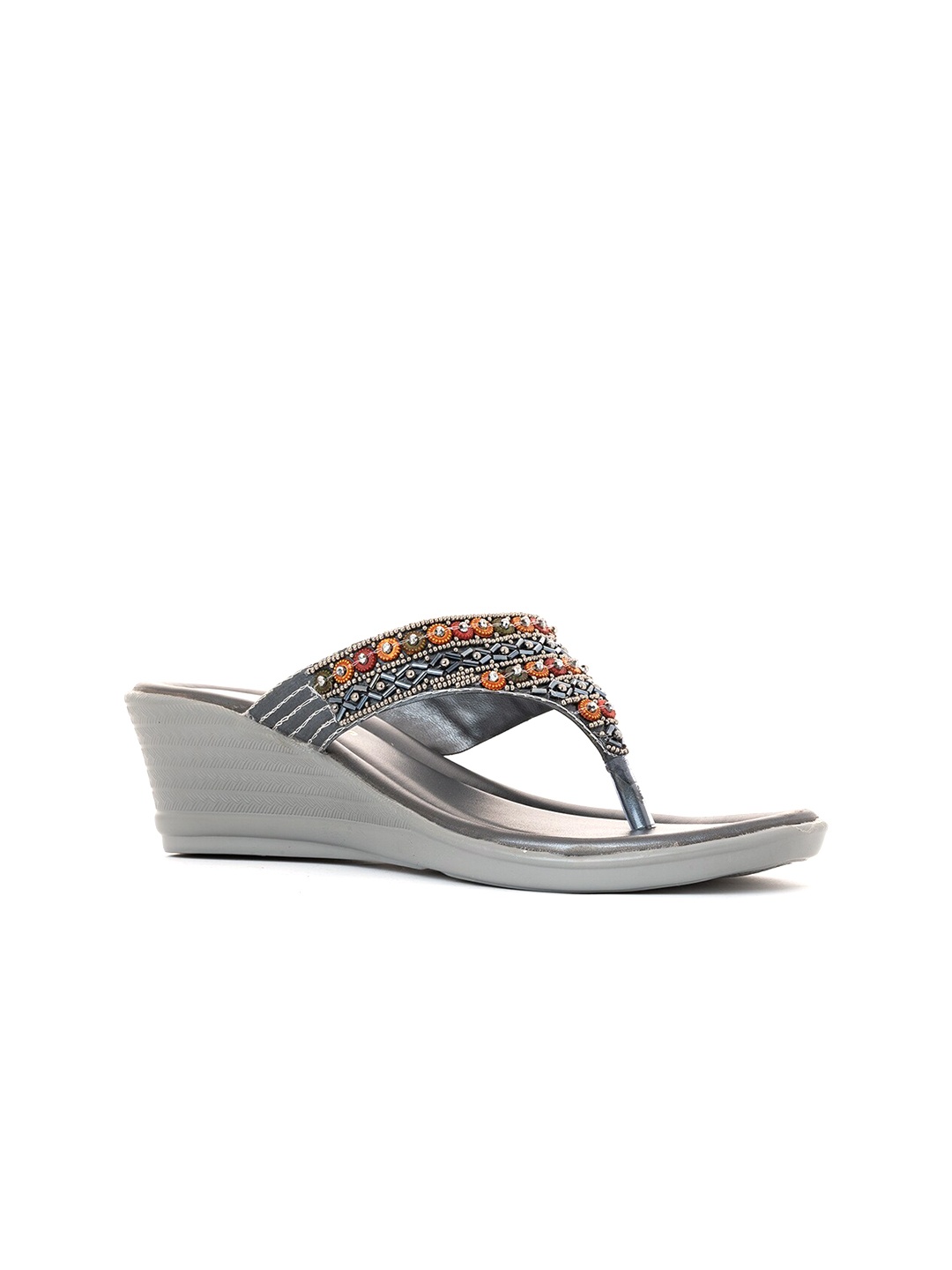 

Khadims Grey Ethnic Wedge Sandals