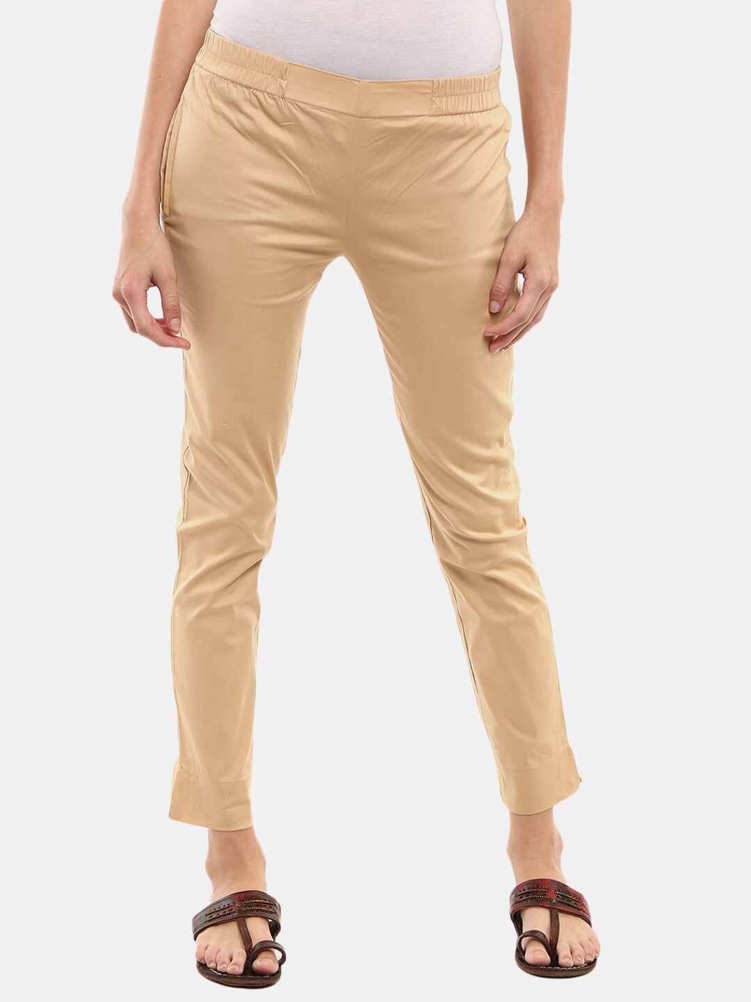 

Desi Mix Women Beige Straight Fit Trousers