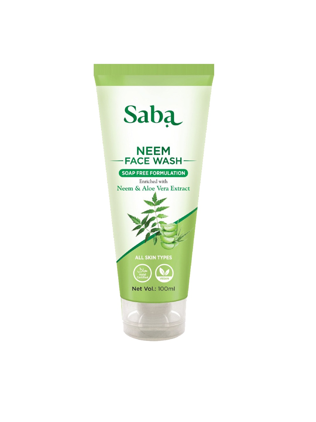

Saba Neem Vegan Face Wash with Aloe Vera for All Skin Types - 100ml, Green