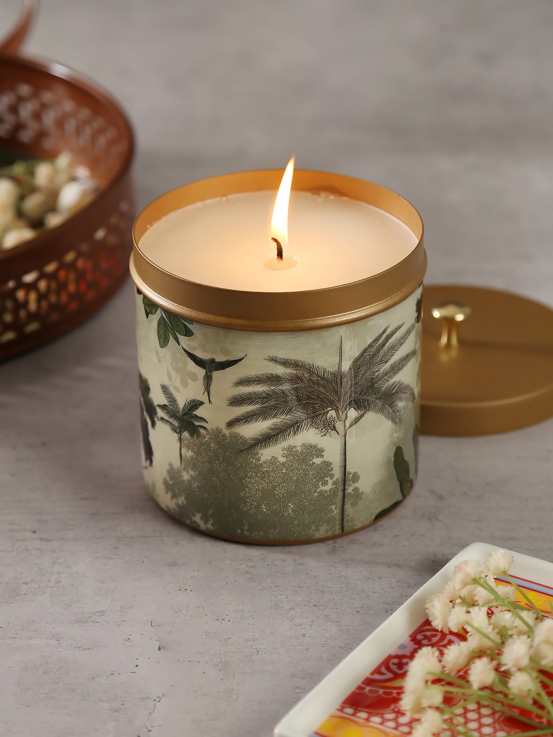 

India Circus by Krsnaa Mehta Beige Printed Candle Votive