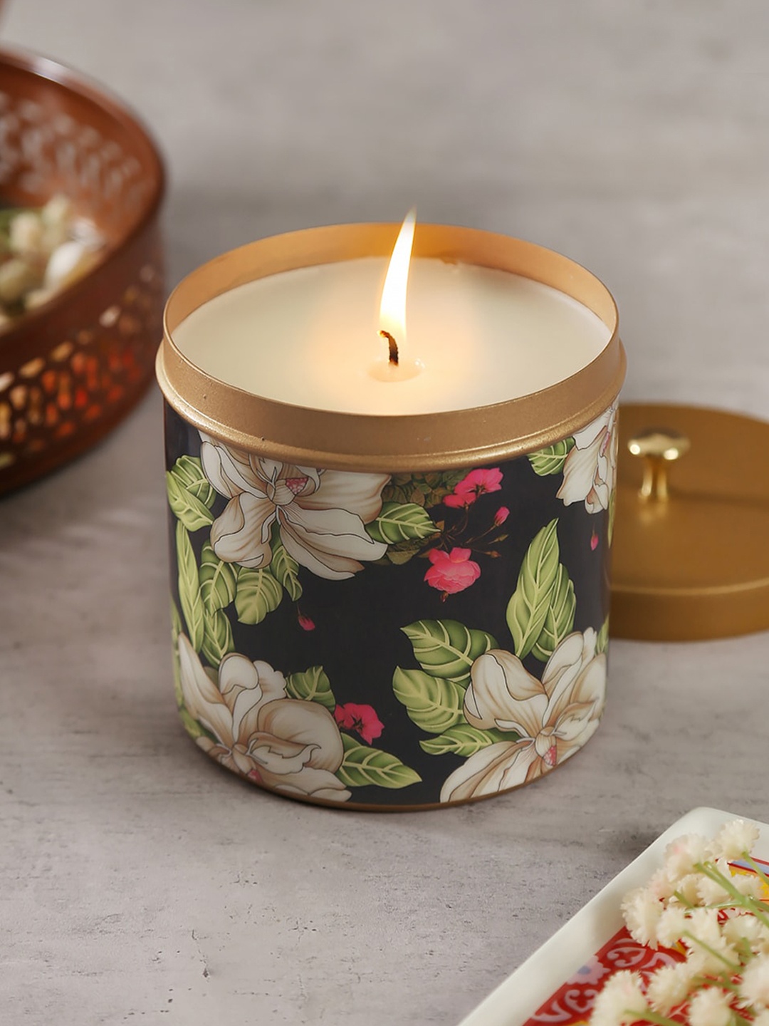 

India Circus by Krsnaa Mehta Black Printed Big Scented Candle Votive