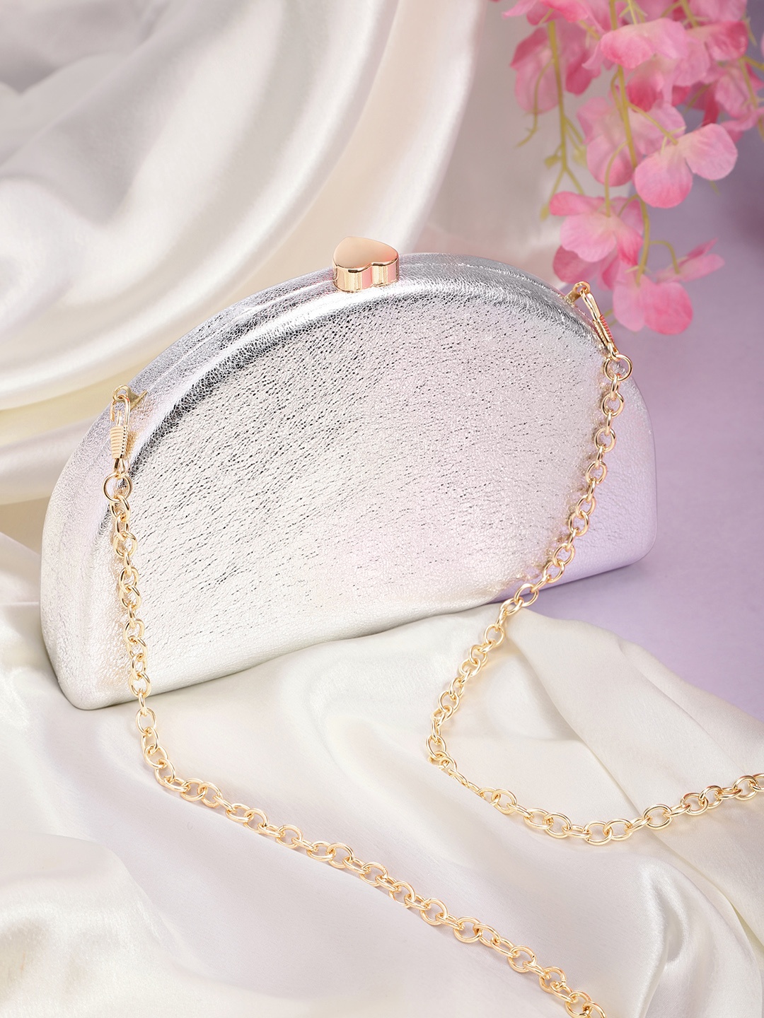

bebe Silver-Toned Solid Box Clutch