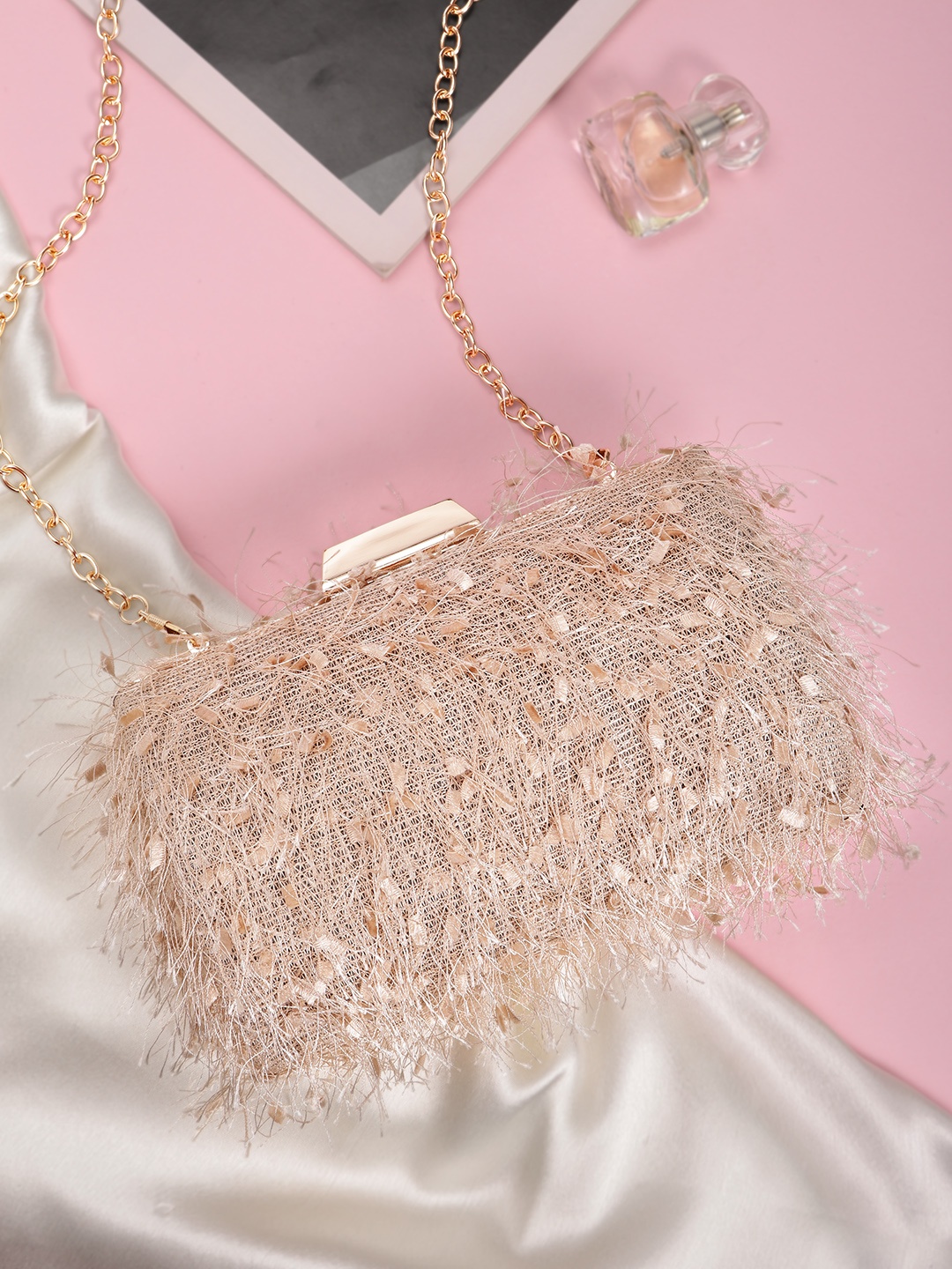 

bebe Cream-Coloured Embellished Box Clutch