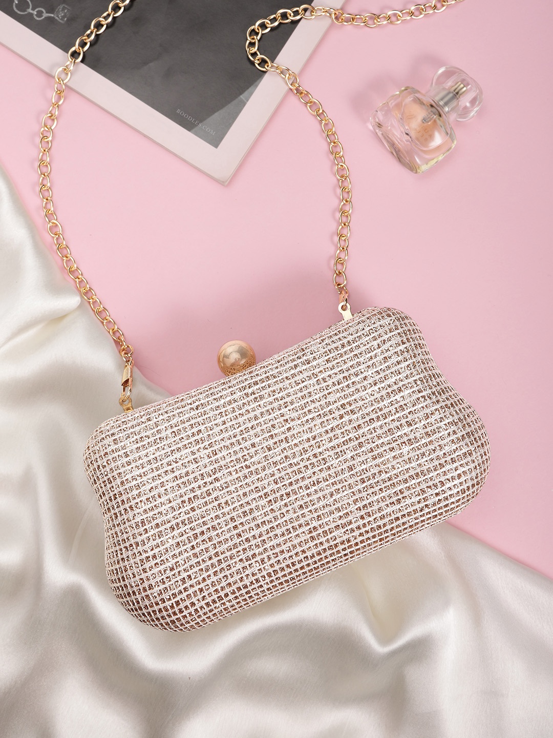 

bebe Gold-Toned Embellished Box Clutch
