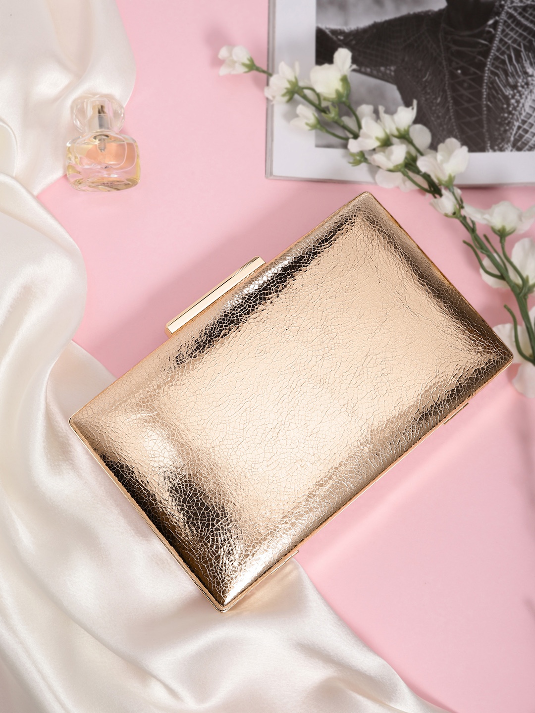 

bebe Gold-Toned Solid Box Clutch