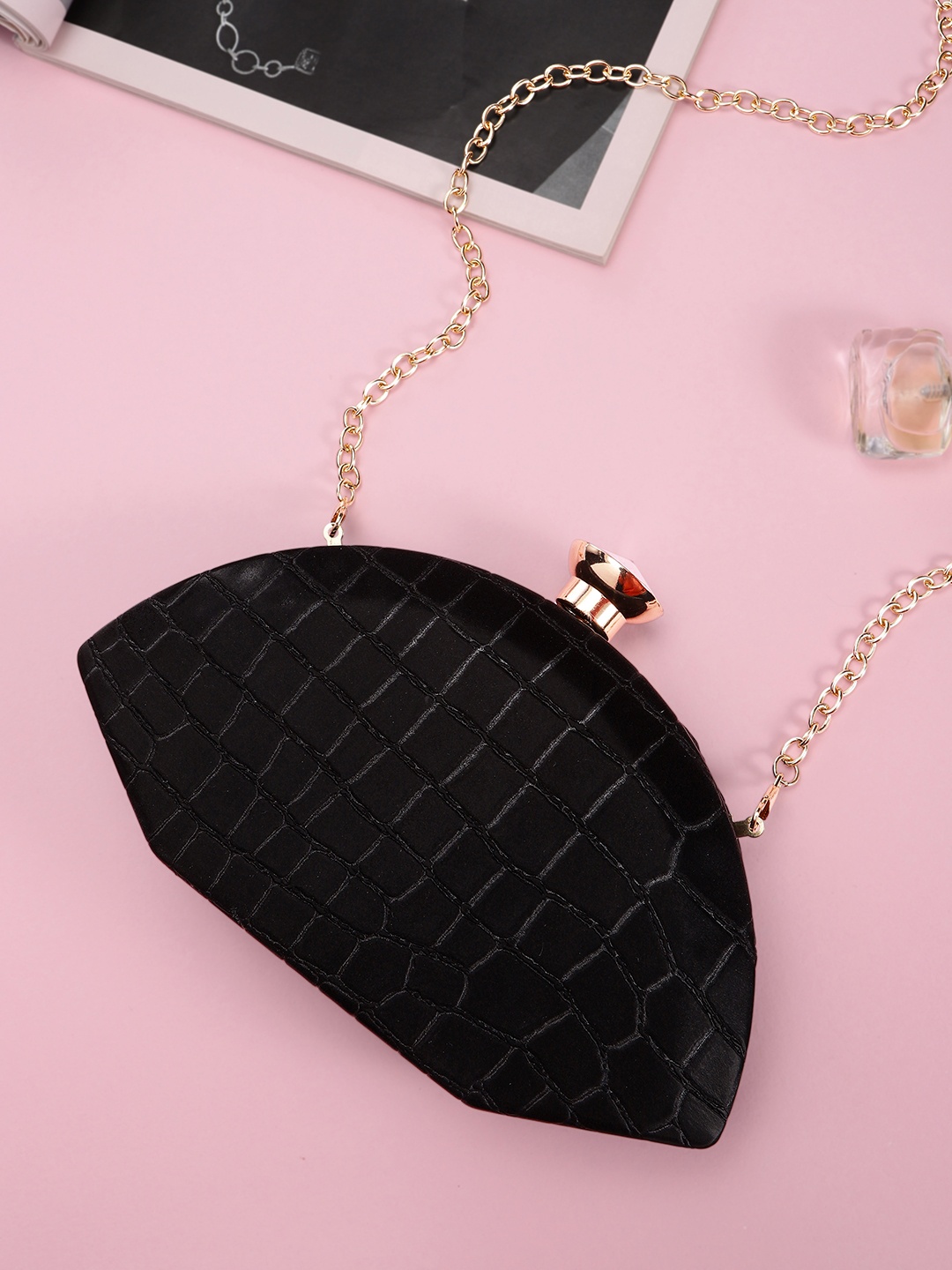 

bebe Black Textured Box Clutch