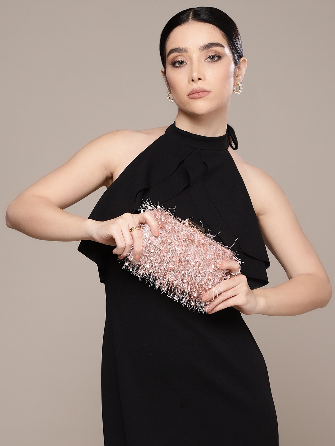 

bebe Women Pink Textured Box Clutch
