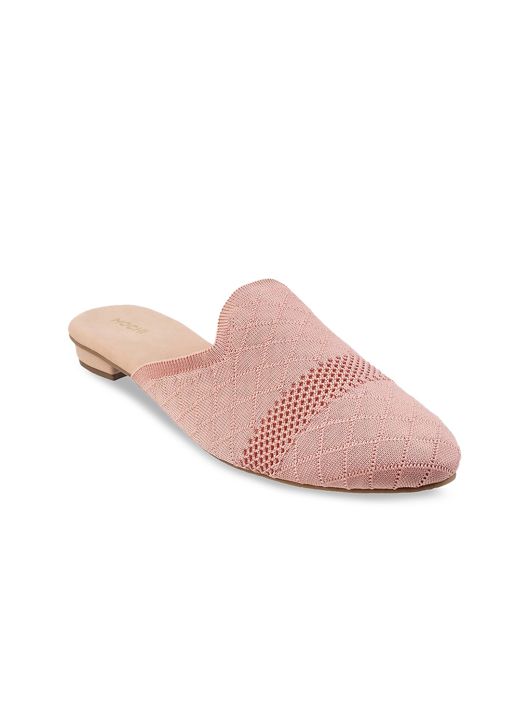 

Mochi Women Peach-Coloured Laser Cuts Mules Flats