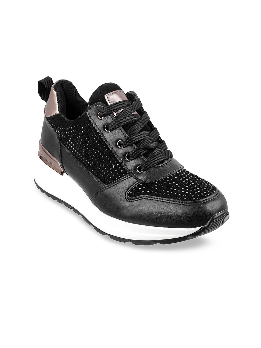 

Mochi Women Black Textured Sneakers