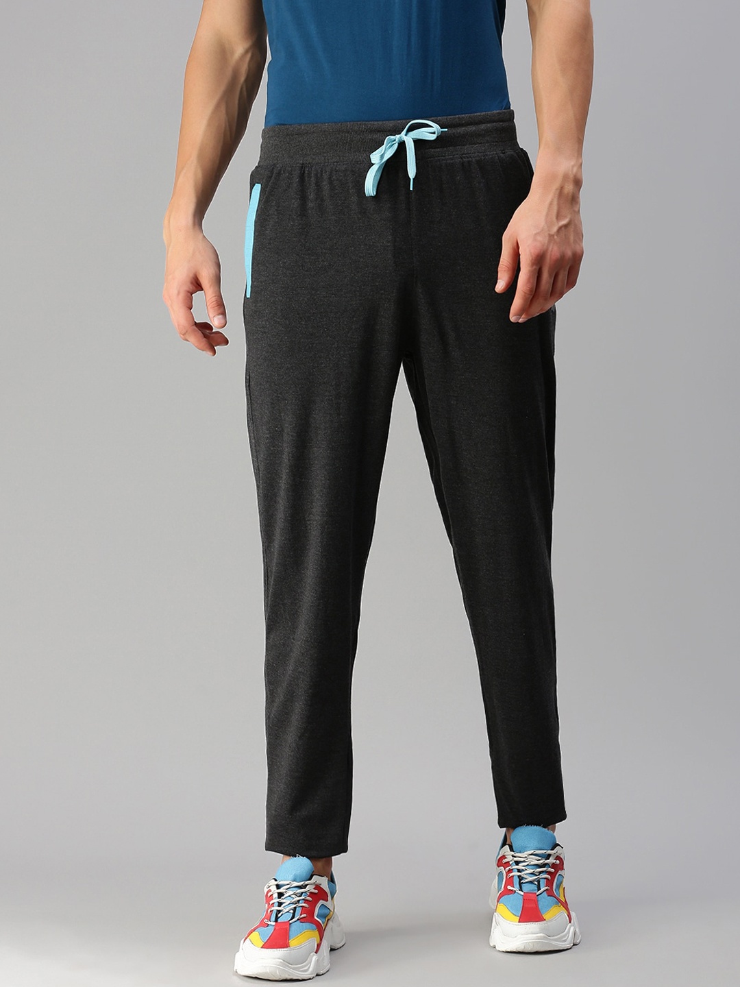 

ONN Men Black Solid Cotton Track Pants