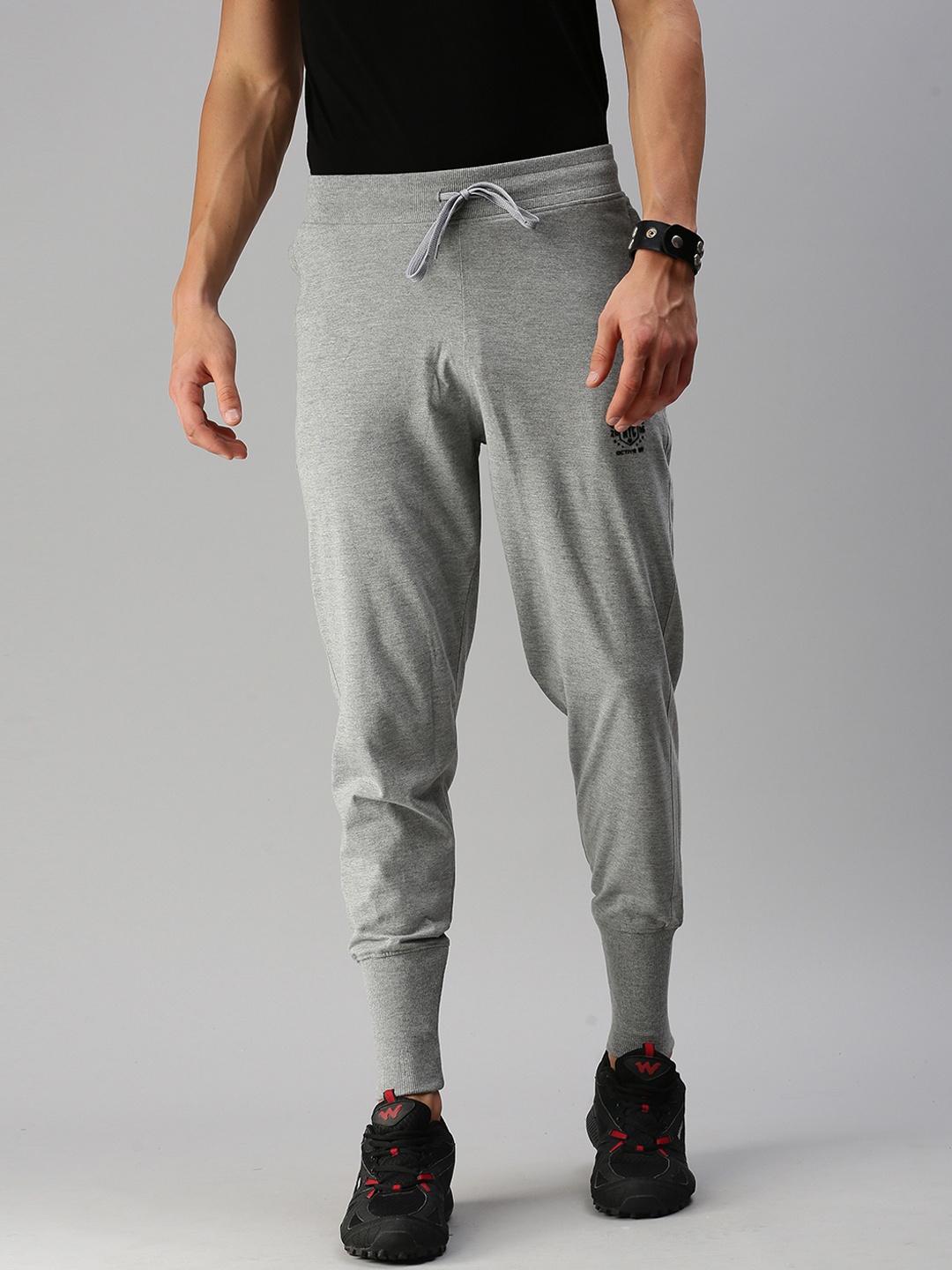 

ONN Men Grey Melange Solid Cotton Joggers