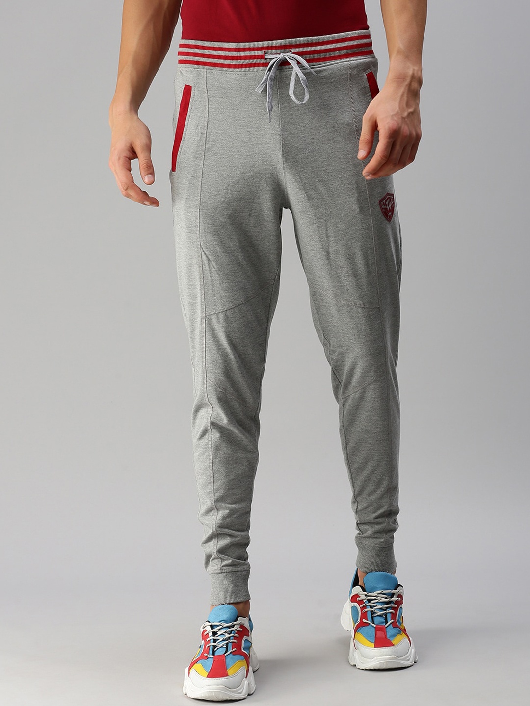 

ONN Men Grey-Melange Solid Cotton Joggers