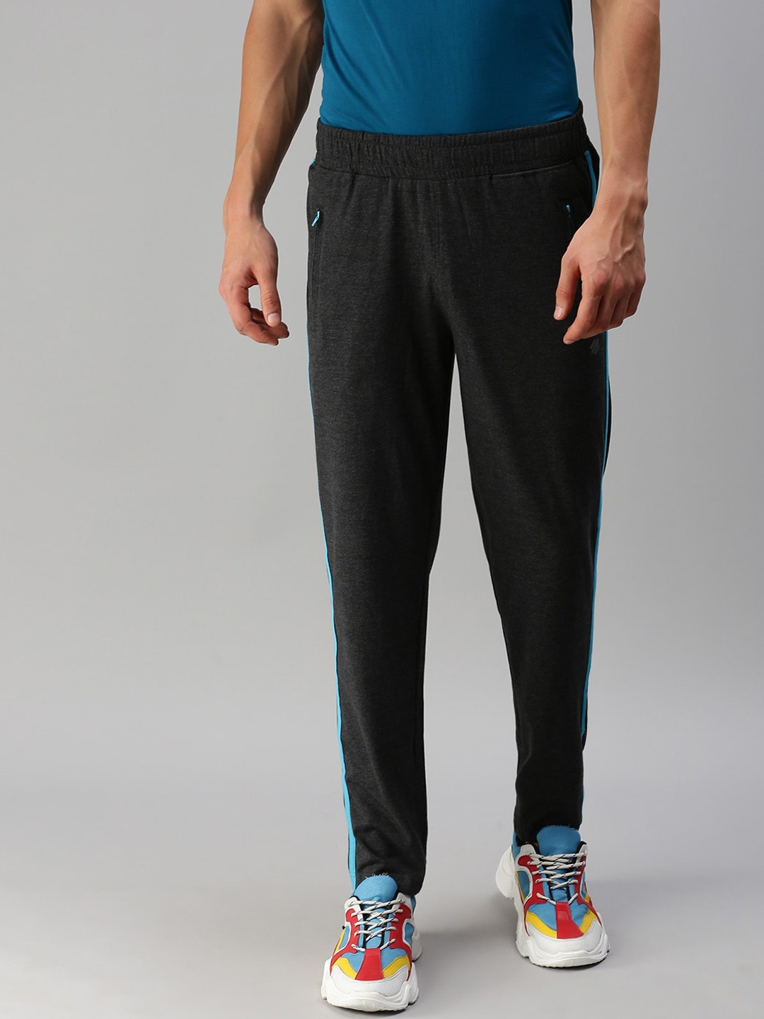 

ONN Men Charcoal Solid Cotton Track Pants