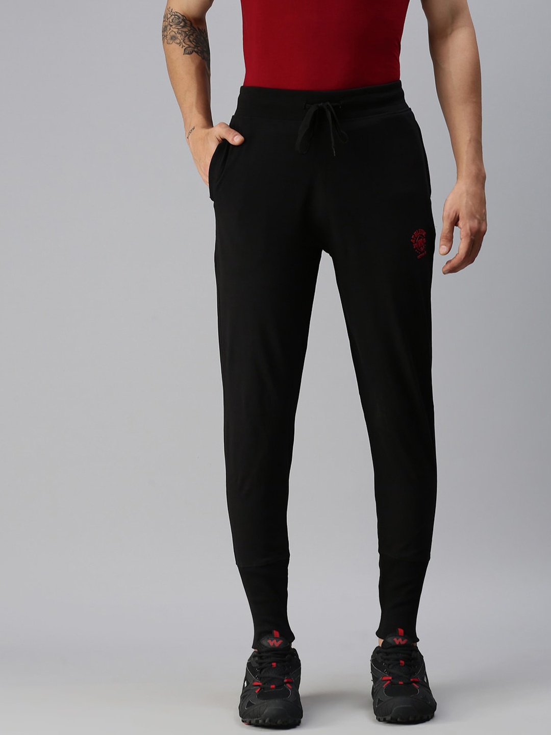 

ONN Men Black Solid Cotton Joggers
