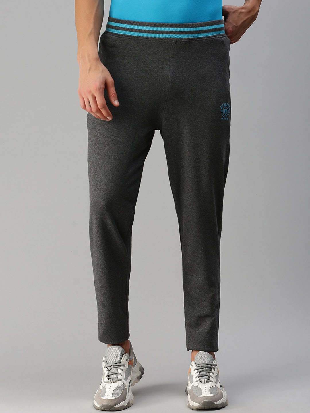 

ONN Men Charcoal Solid Cotton Track Pants
