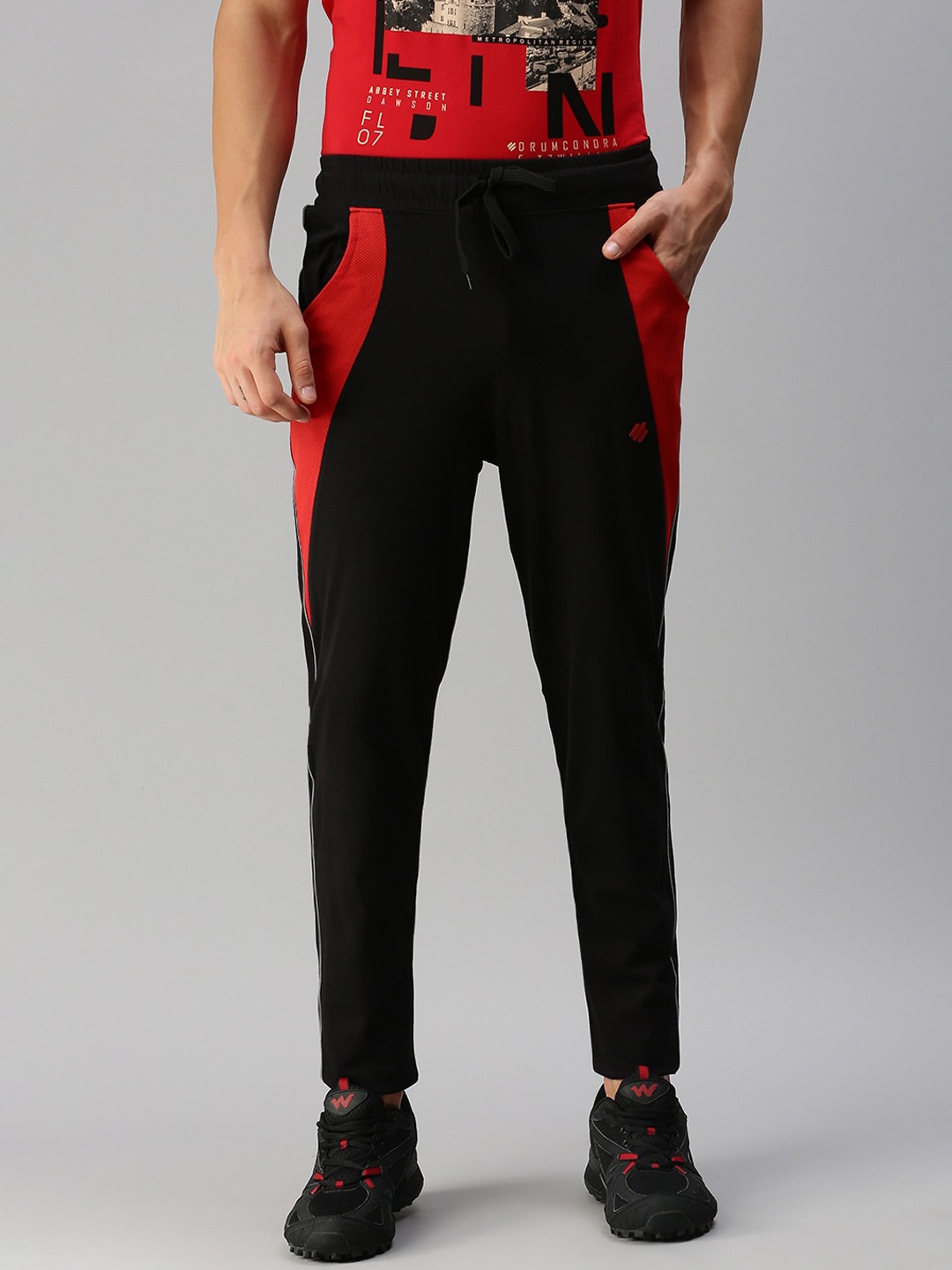 

ONN Men Black & Red Printed Cotton Joggers