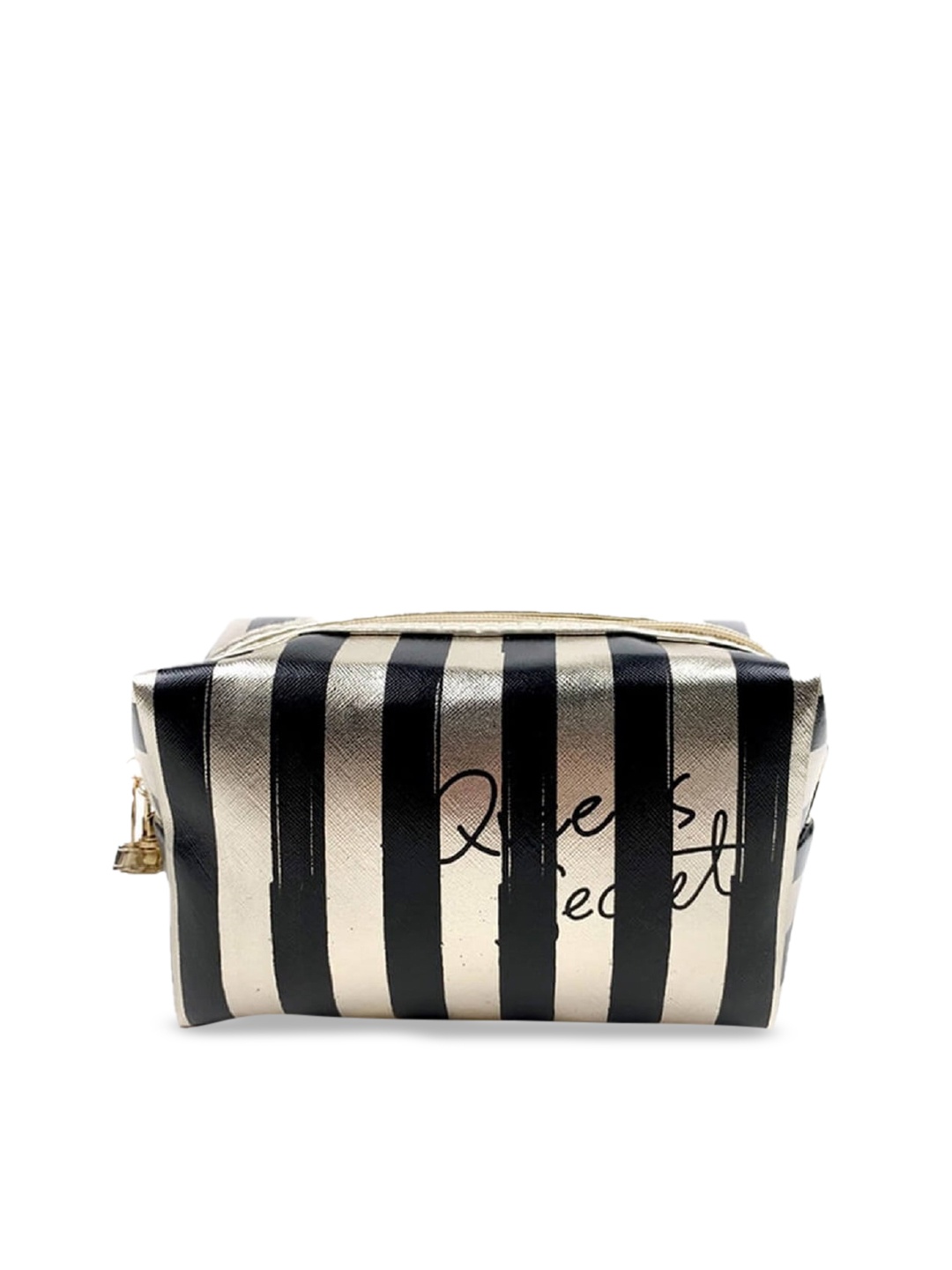 

Awestuffs Black & White Striped Cosmetic Pouch