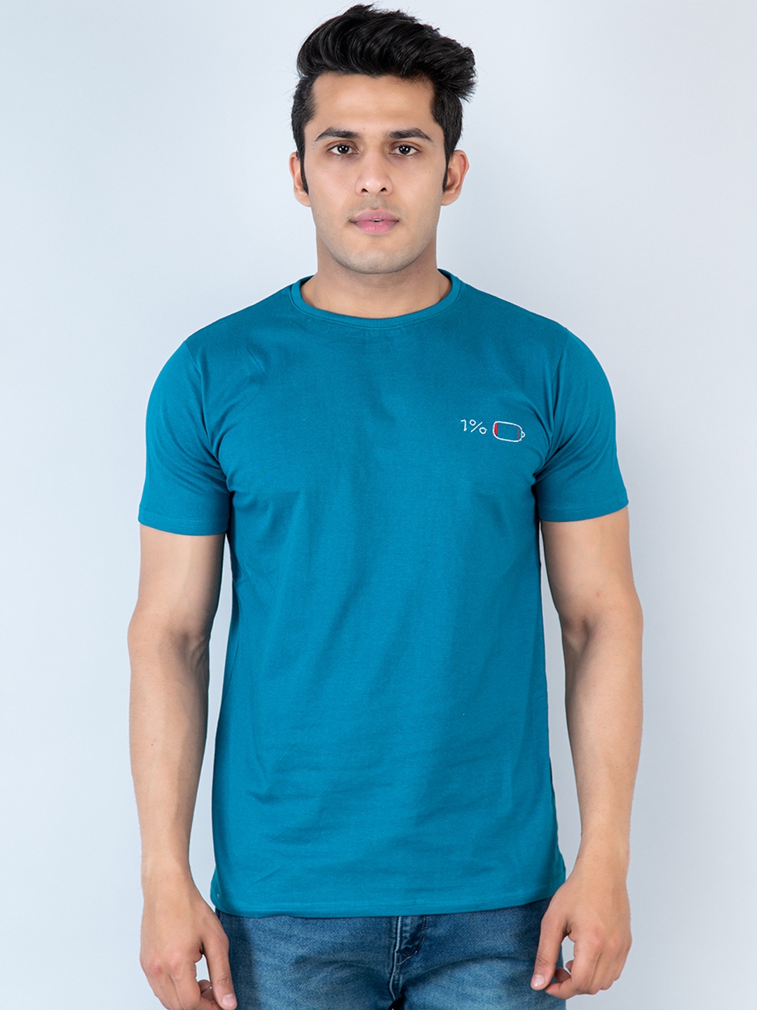 

Tistabene Men Teal Embroidery Regular fit T-shirt