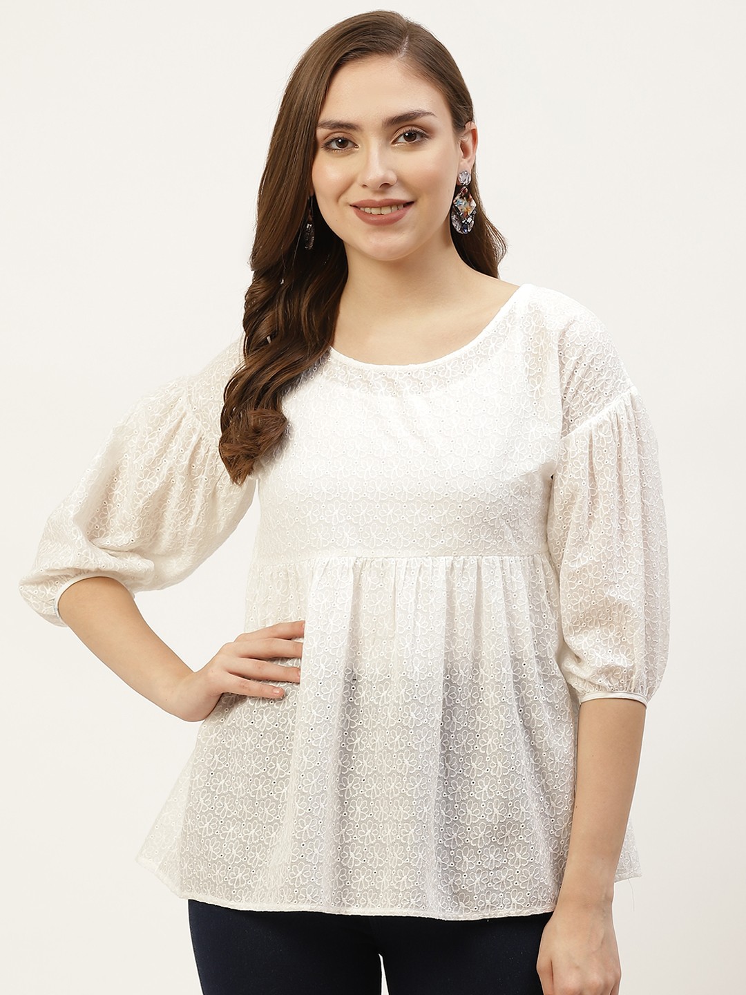 

BOOI White Embroidered Top