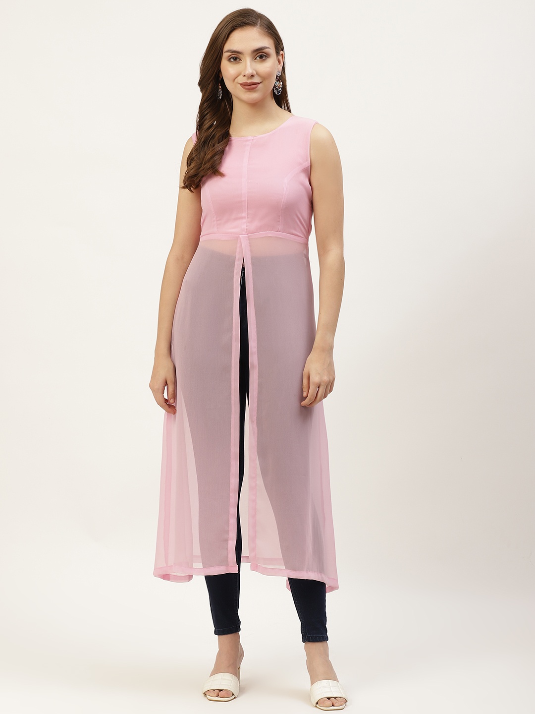 

BOOI Pink Georgette Longline Top