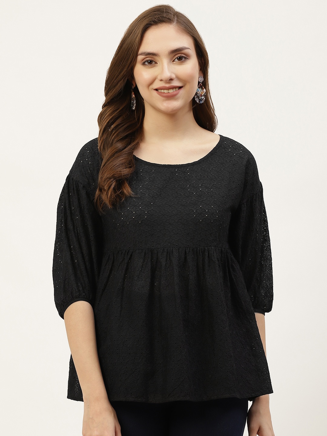 

BOOI Black Embroidered Top