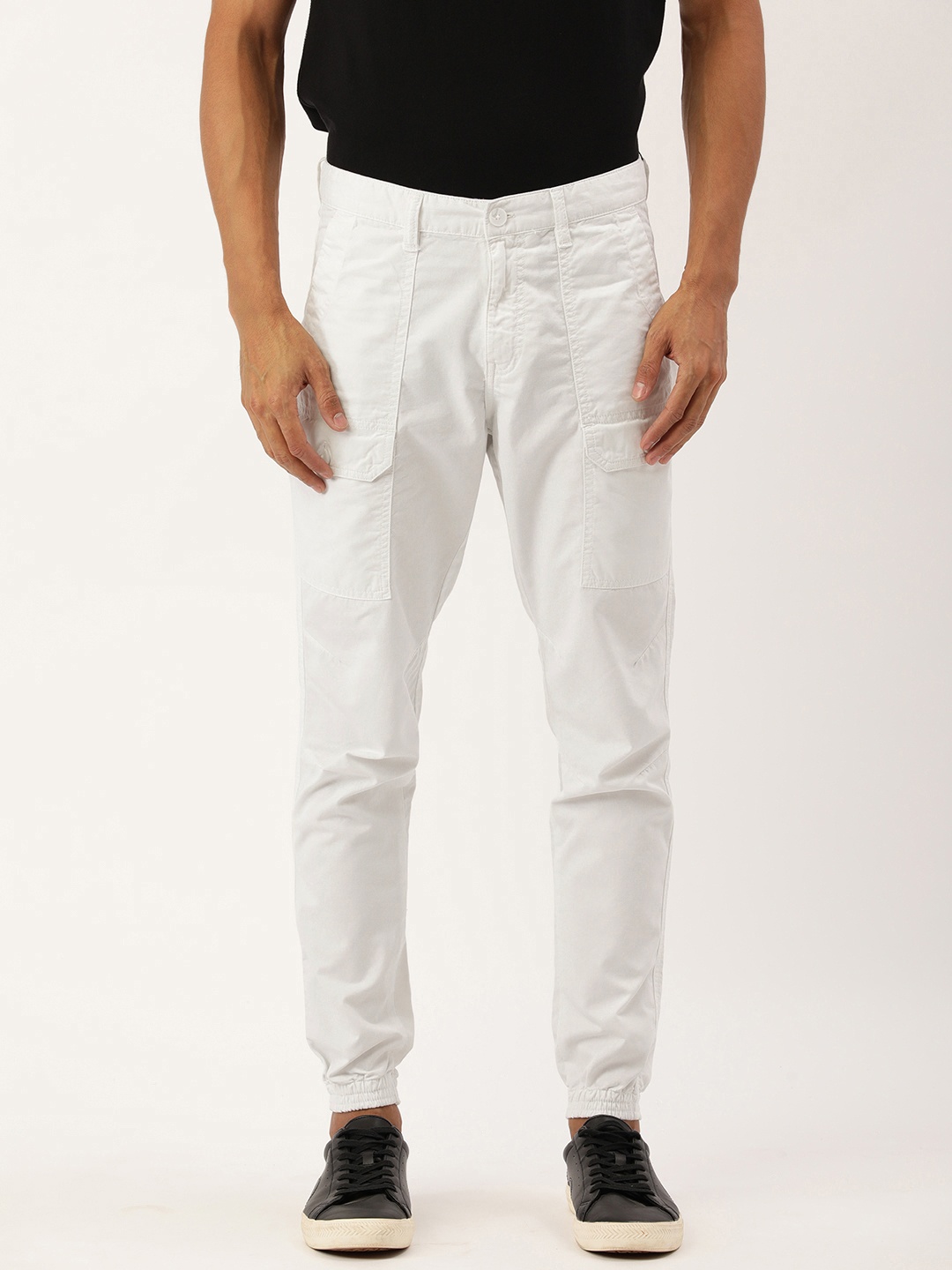 

IVOC Men Regular-Fit Pure Cotton Cargo Jogger, White