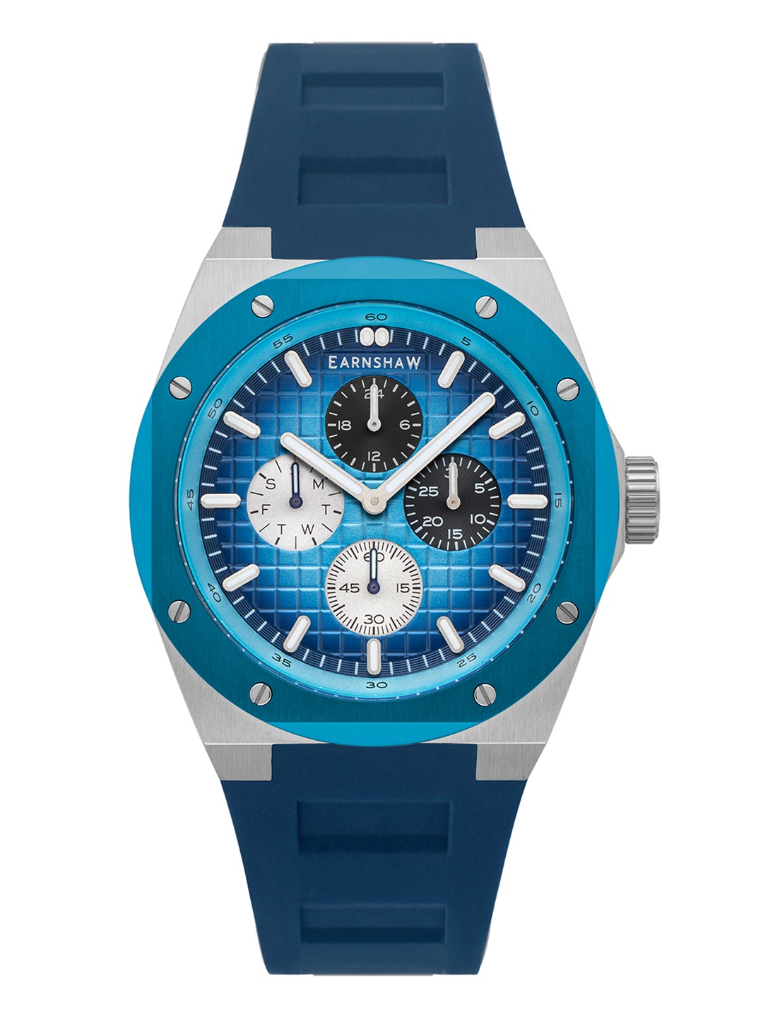 

EARNSHAW Men Blue Bessemer Calendar Multifunction Round Luminous Hands Watch - ES-8253-01