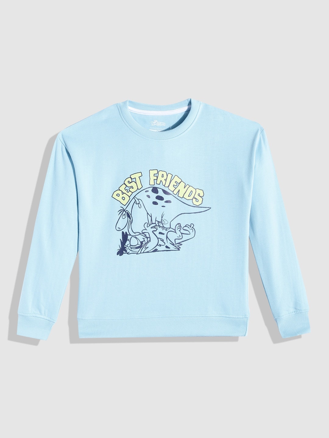 

YK Boys Blue & Fluorescent Green The Flinstones Printed T-shirt