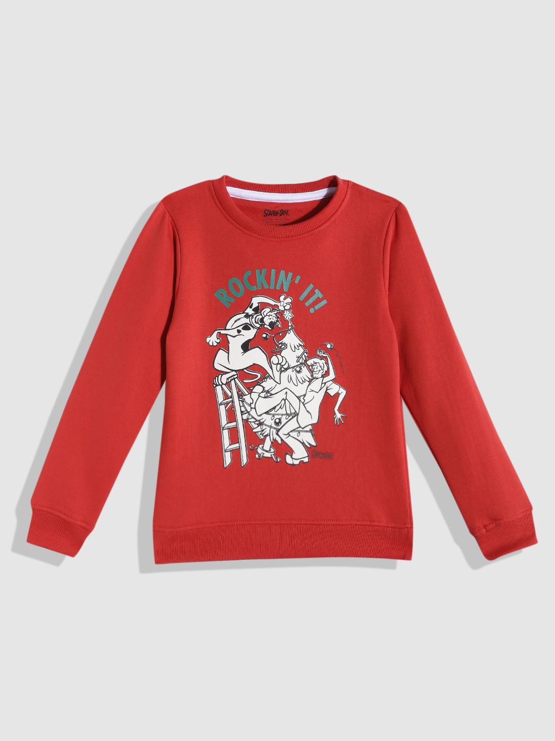 

YK Boys Red & White Graphic Printed Sweatshirt