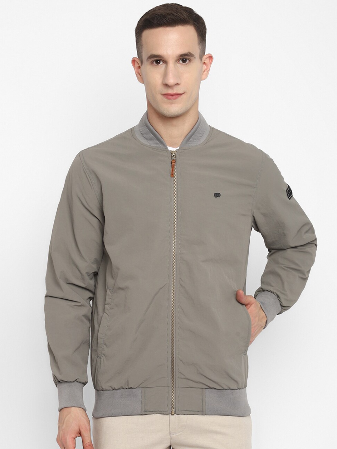 

Red Chief Men Grey Lightweight Bomber Jacket