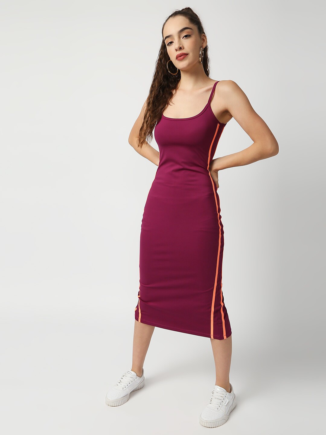 

Disrupt womens Maroon Bodycon Midi Dress