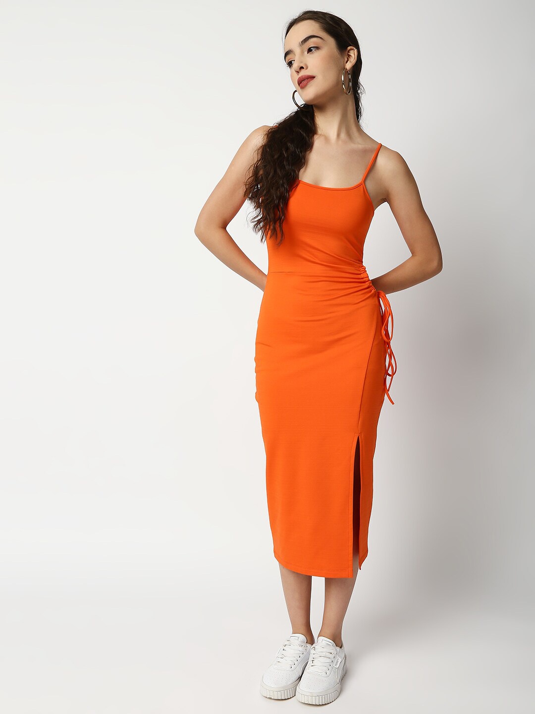 

Disrupt Orange Bodycon Midi Dress