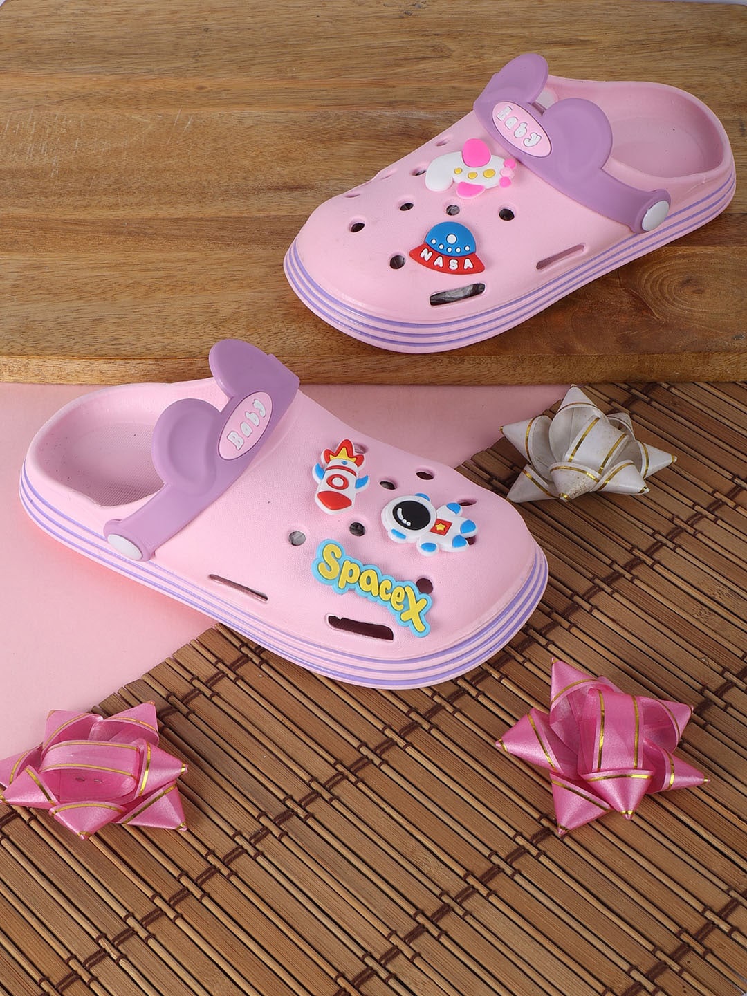 

PASSION PETALS Girls Pink Printed PU Clogs