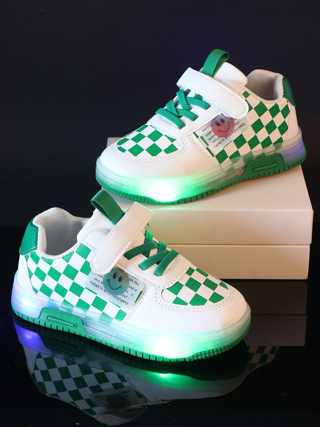 

PASSION PETALS Unisex Kids White Woven Design PU Sneakers
