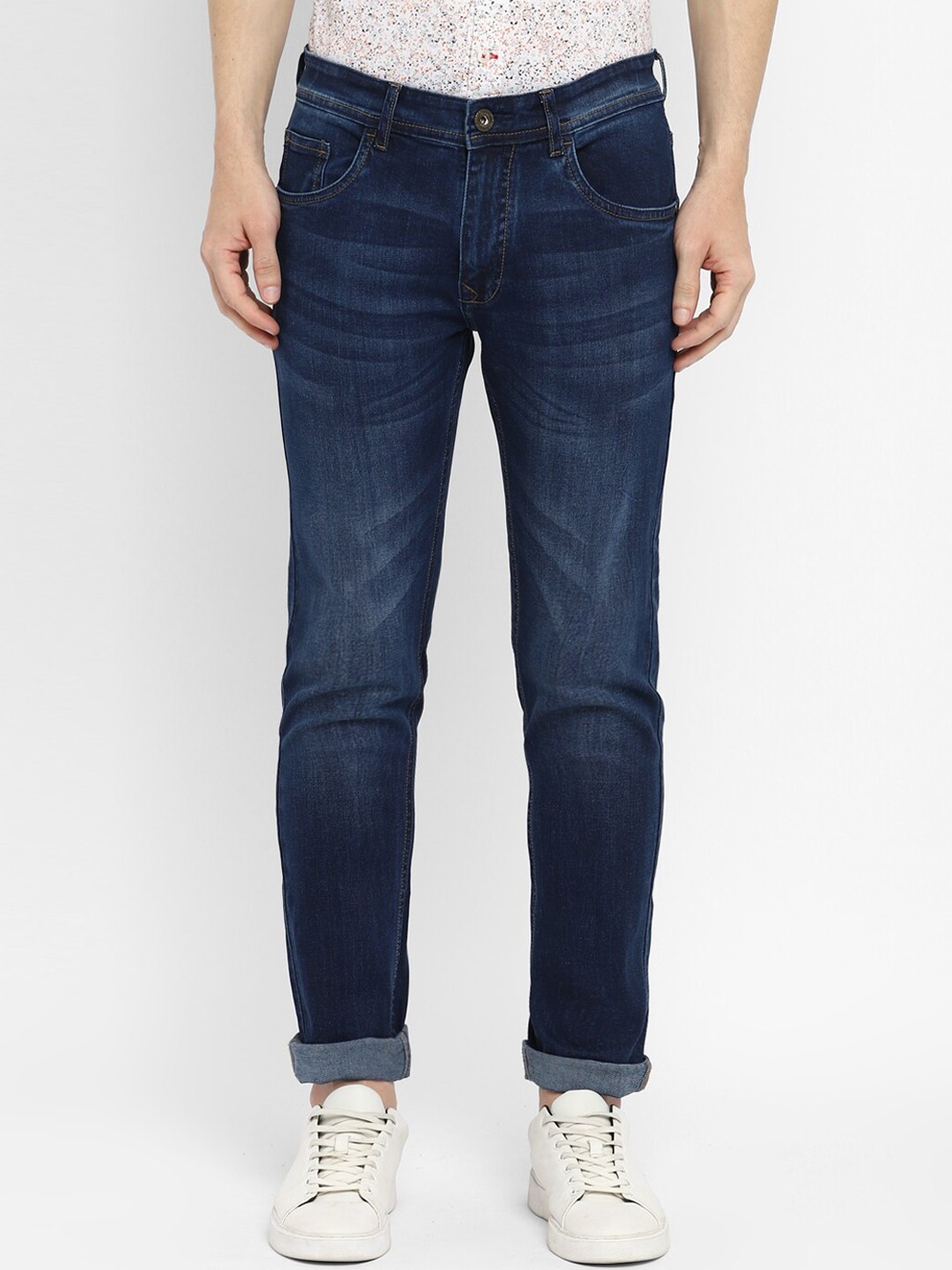

Red Chief Men Blue Low Distress Light Fade Stretchable Jeans