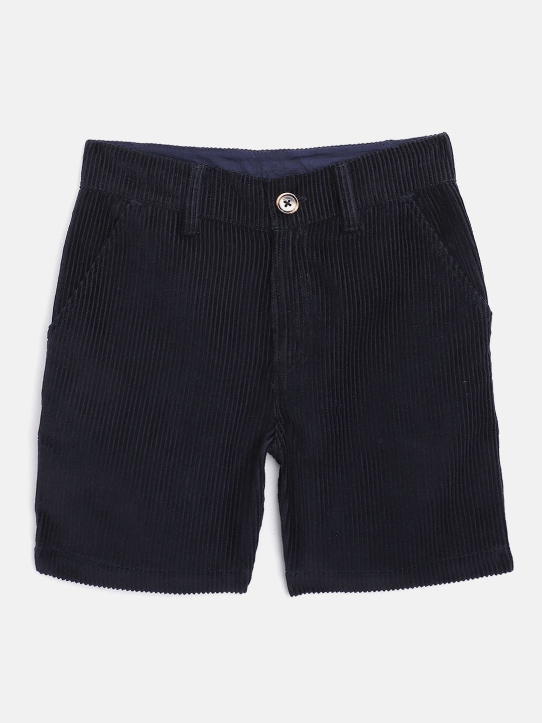 

Cherry Crumble Boys Navy Blue Striped Shorts