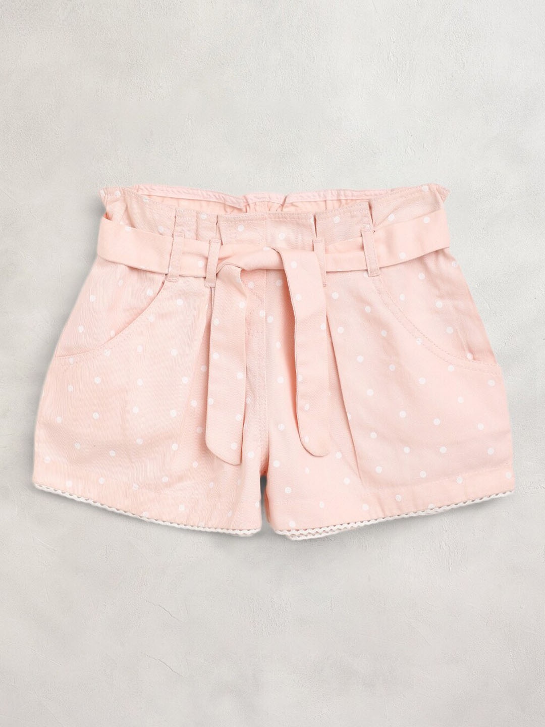 

Cherry Crumble Girls Peach-Coloured Printed Shorts