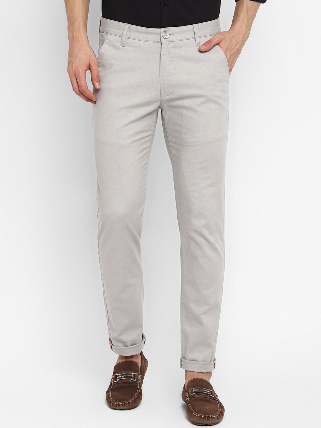 

Red Chief Men Grey Textured Trousers