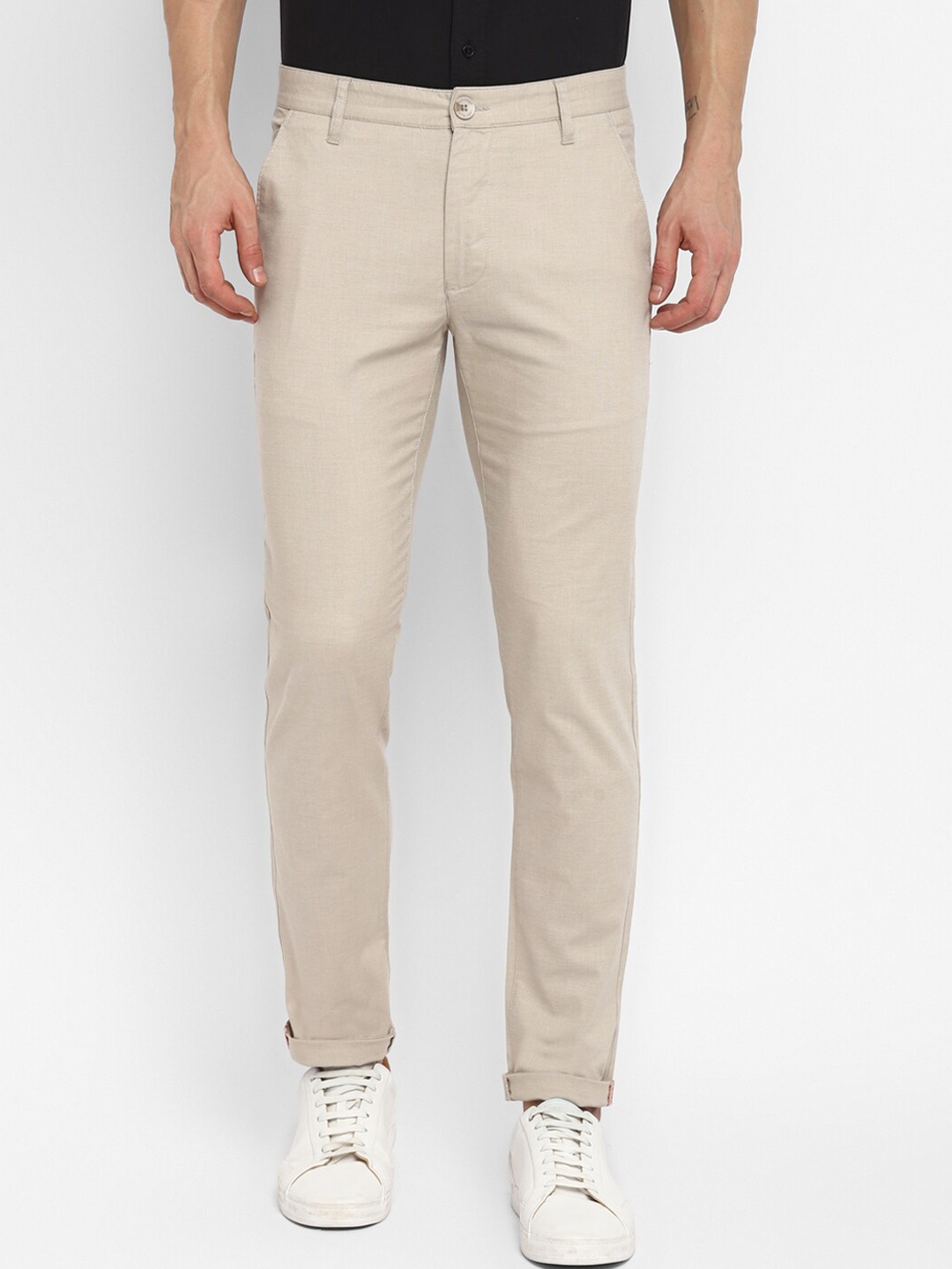 

Red Chief Men Cream-Coloured Trousers