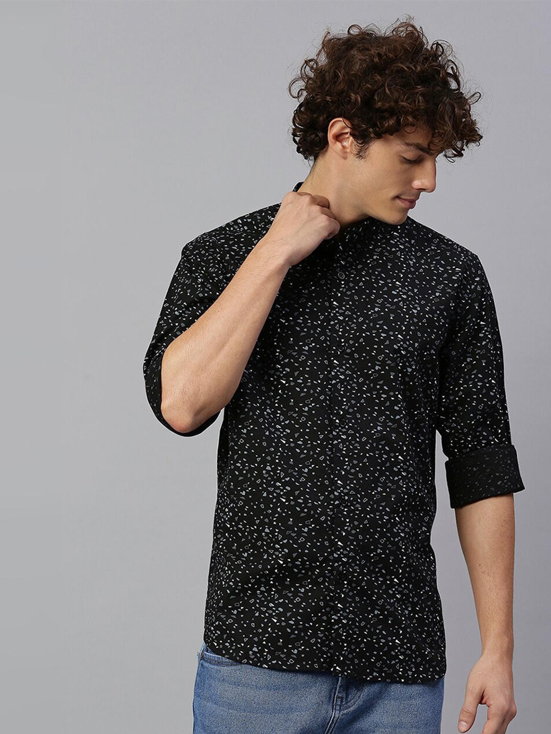 

High Star Men Black Printed Casual Shirt