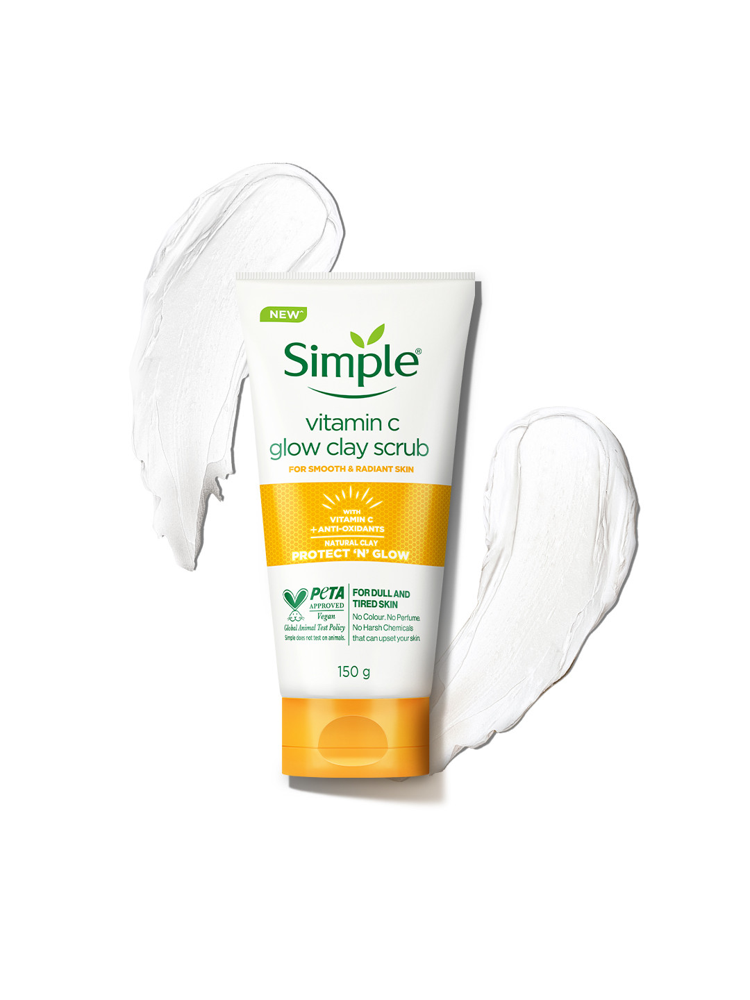 

Simple Soap Free Protect N Glow Vitamin C Glow Clay Scrub with Bamboo & Ginger Root- 150 g, White