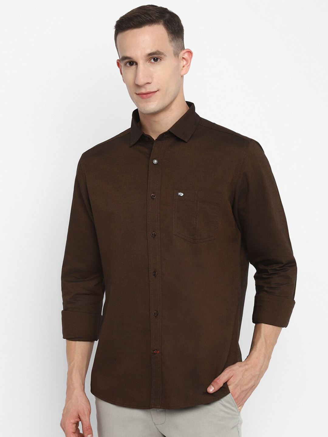 

Red Chief Men Brown Slim Fit Casual Shirt