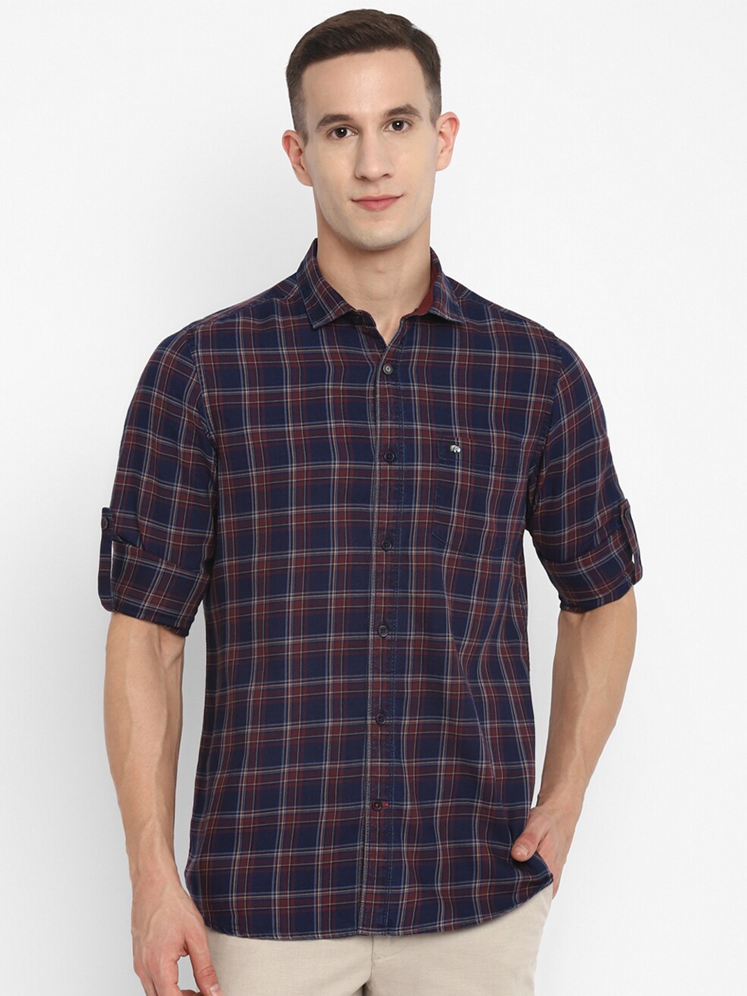 

Red Chief Men Maroon Slim Fit Tartan Cotton Checks Checked Casual Shirt