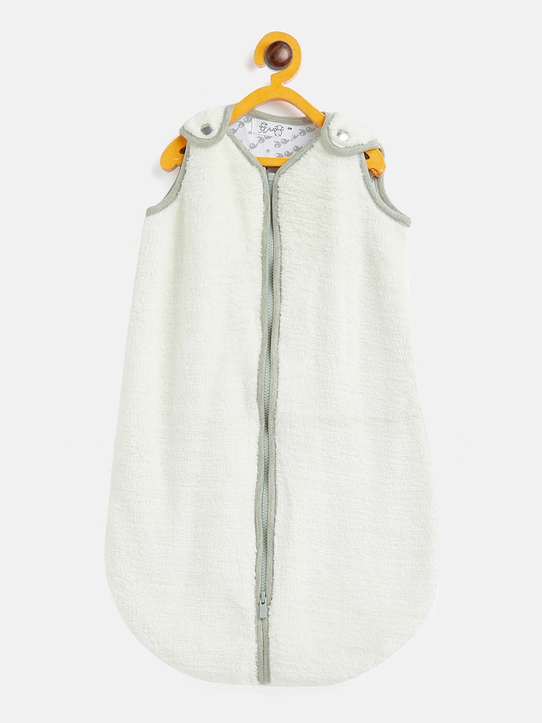 

JWAAQ Infant White Solid Cotton Sleeping Bag with Top-To-Bottom Zipper