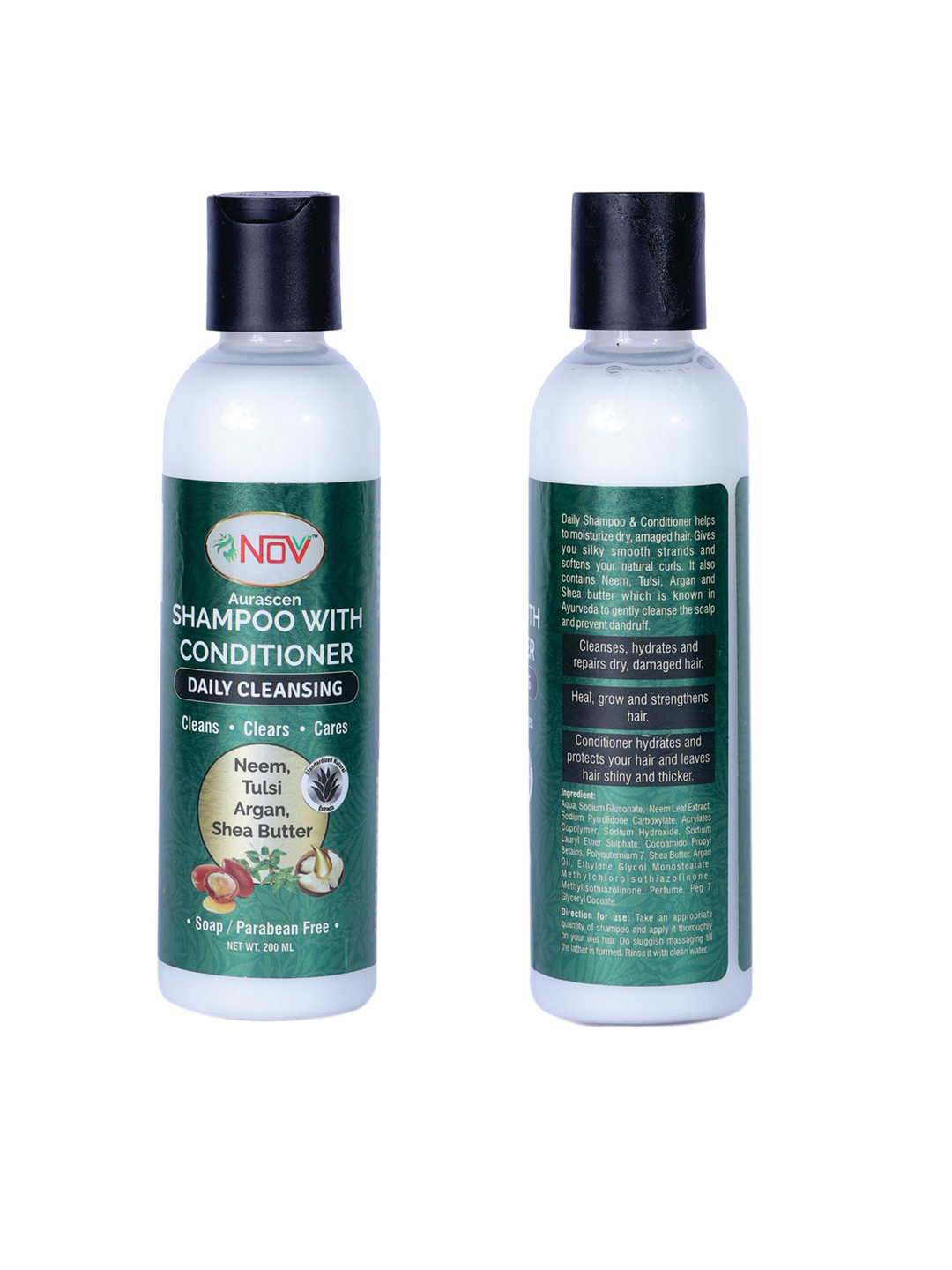 

Novvi Soap Free Daily Cleansing Shampoo with Conditioner with Neem & Tulsi - 200 ml, Green