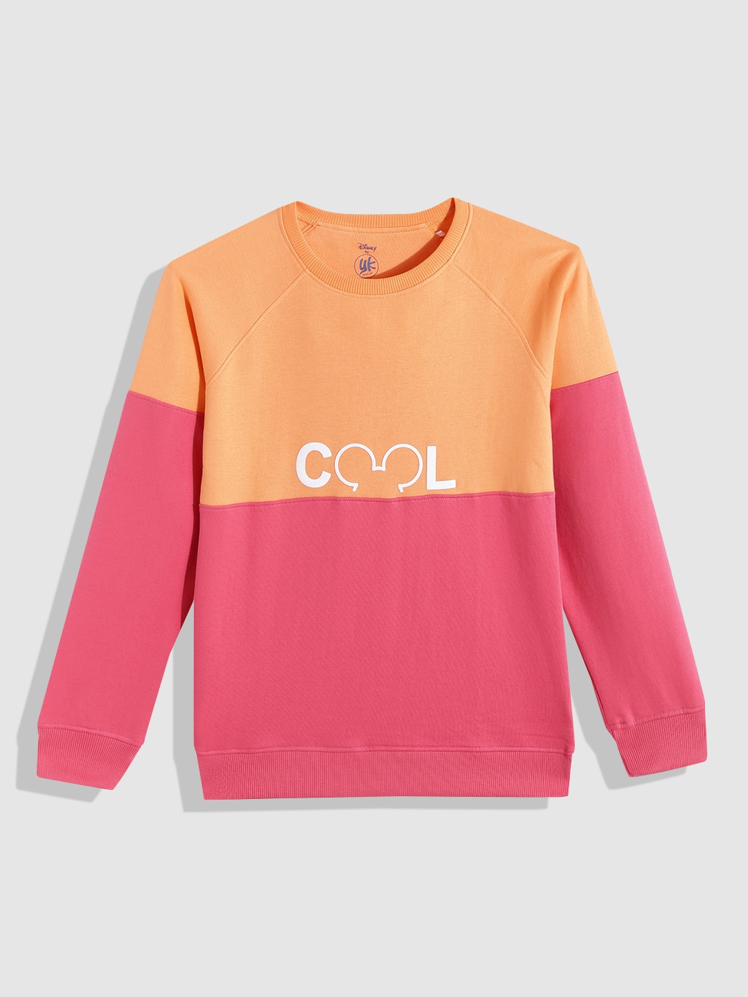 

YK Girls Pink & Orange Colourblocked Sweatshirt with Printed Detail