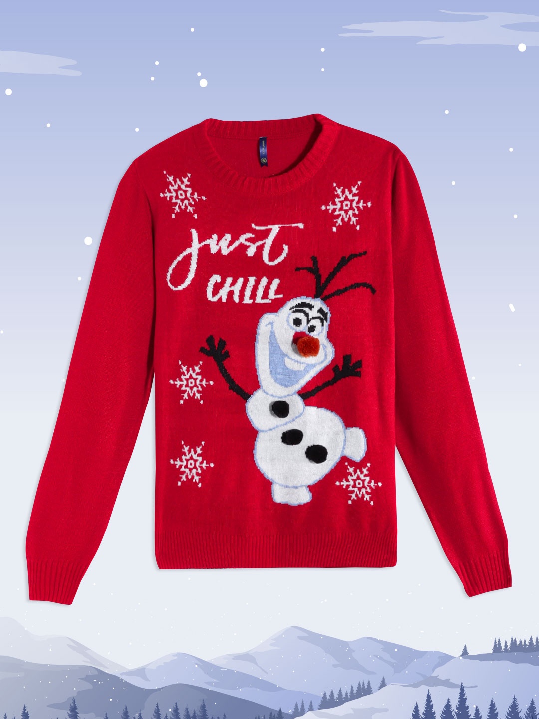 

YK Teen Girls Red & White Frozen Woven Design Pullover