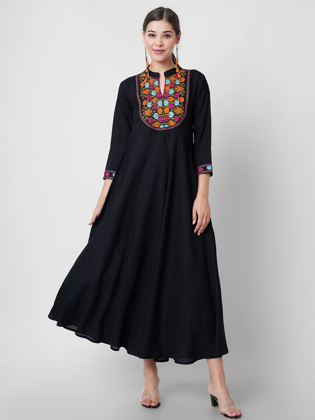 

PURSHOTTAM WALA Women Black Ethnic Maxi Dress