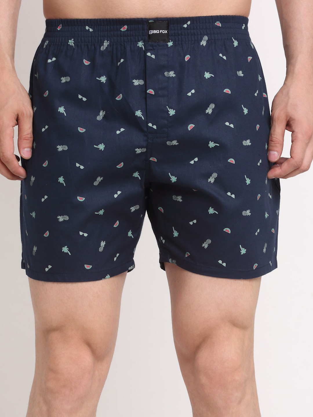 

Big Fox Men Blue Printed Cotton Boxers