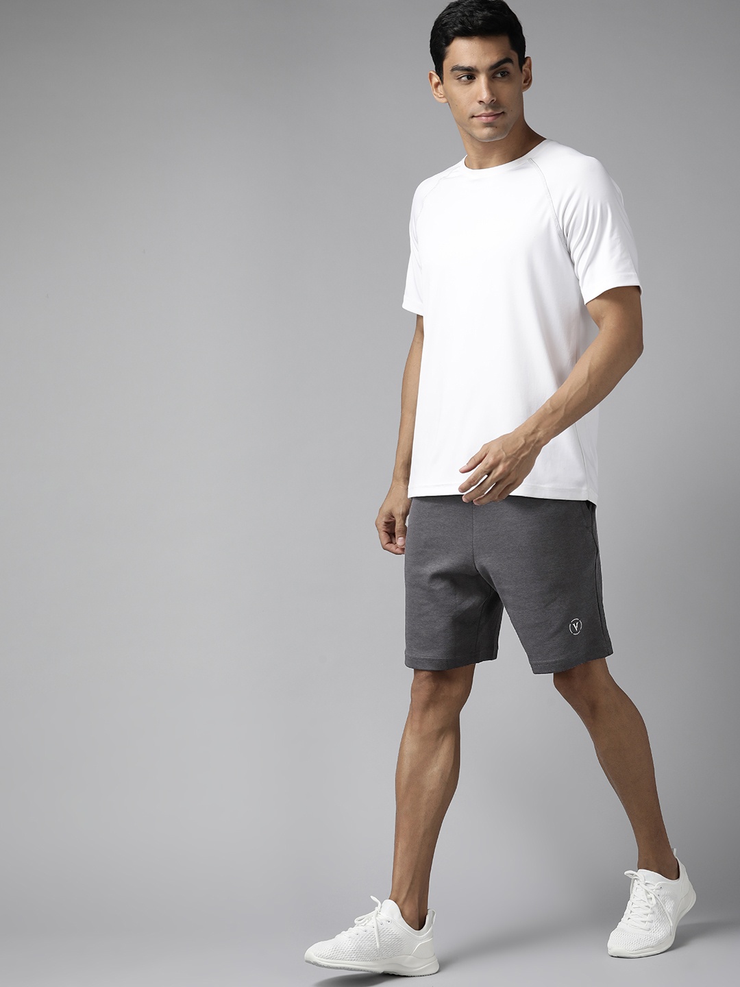 Van Heusen Flex Men Charcoal Grey Solid Sports Shorts